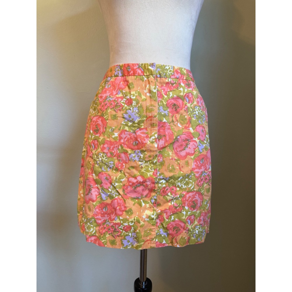 Vintage Floral Mini Skirt Pink Orang green y2k cottage fairy preppy retro dainty